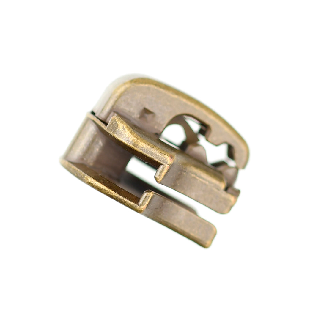 SNAP-ON CROWN AUTO-LOCK SLIDER FOR YKK METAL ZIPS -  ANTIQUE GOLD