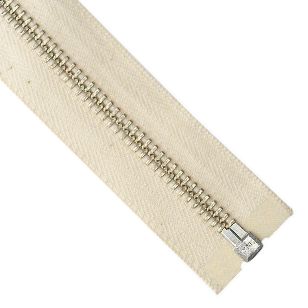 YKK METAL OPEN-END ZIP NO.5 NICKEL BOARD-PULL PFD (DYE-READY 100% COTTON)