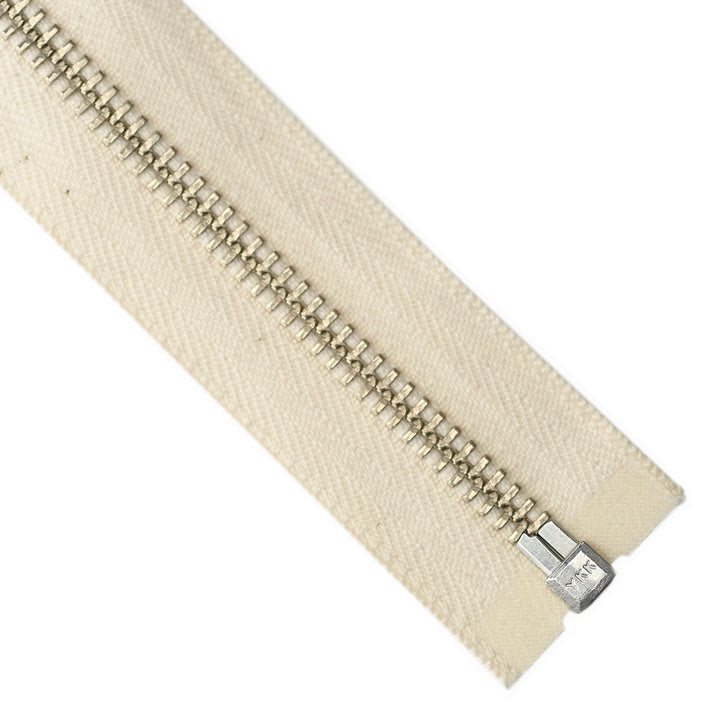 YKK METAL OPEN-END ZIP NO.5 NICKEL BOARD-PULL PFD (DYE-READY 100% COTTON)
