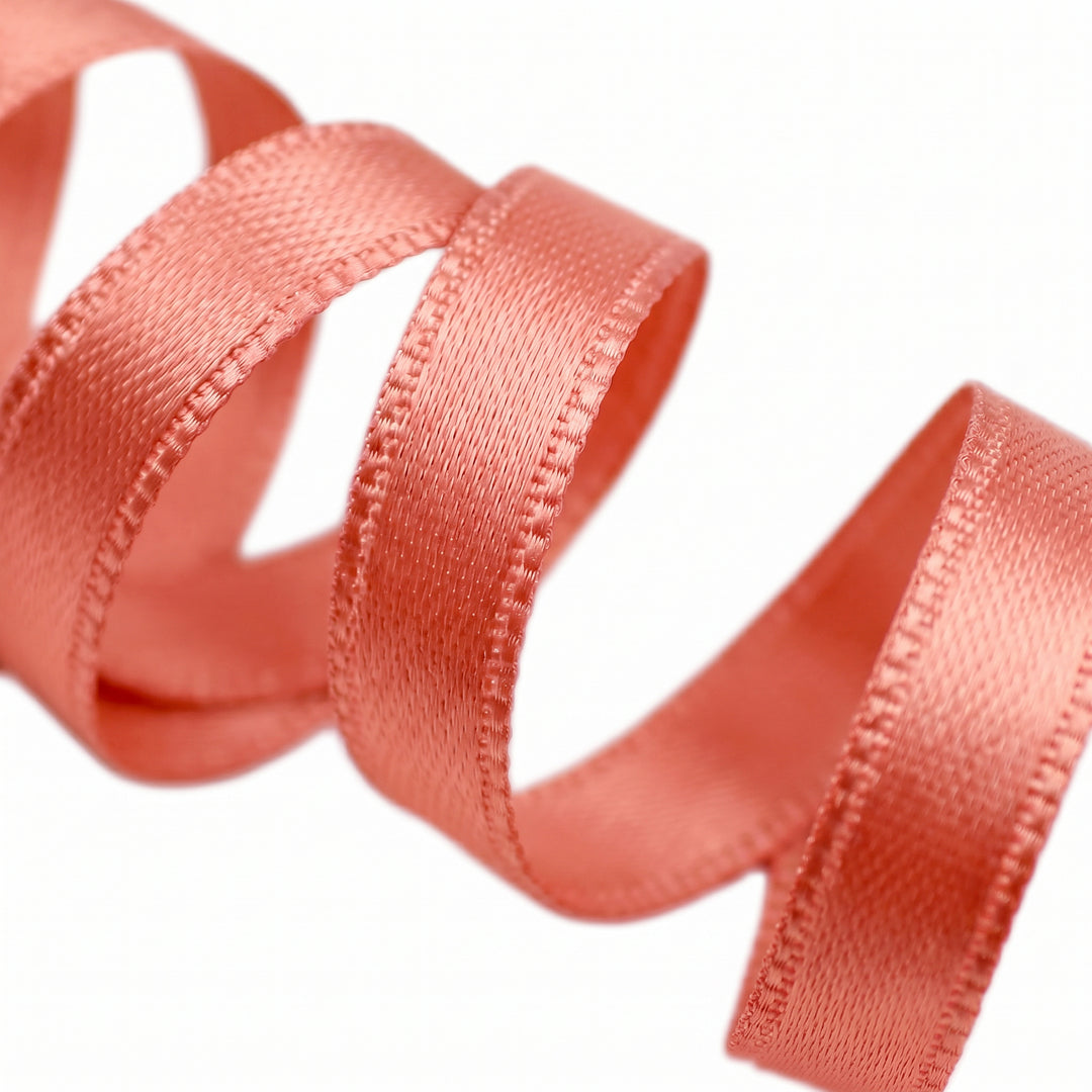 6MM FRENCH DOUBLE-SIDED SATIN RIBBON 25M ROLL SALMON