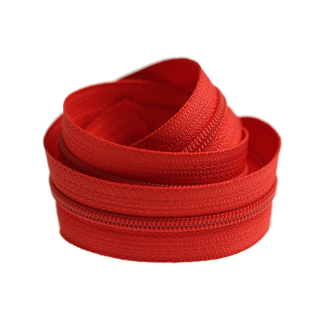 YKK NYLON NO.3 ZIPPER COIL COL 820 VIVID RED