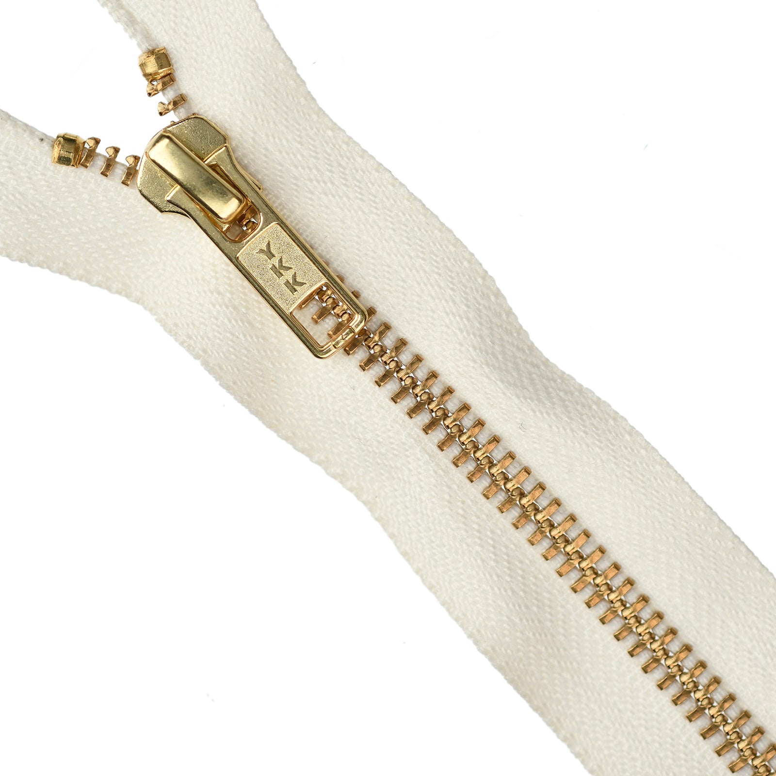 YKK Metal Zipper on White Background