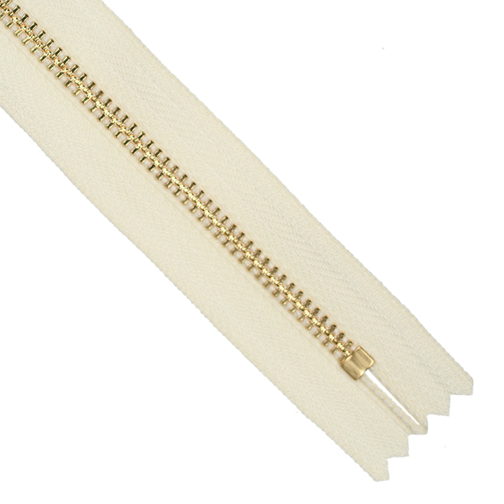 YKK EVERBRIGHT METAL CLOSED-END ZIP NO.3 GOLD COL 801 CREAM