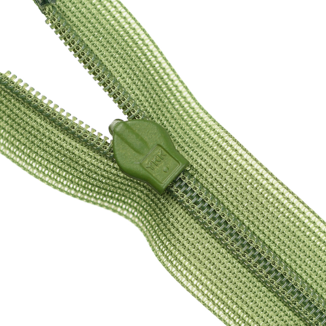 YKK INVISIBLE MESH ZIP COL 887 GREEN OLIVE