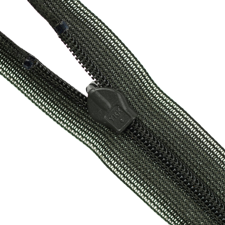 YKK INVISIBLE MESH ZIP COL 223 DARK ARMY GREEN