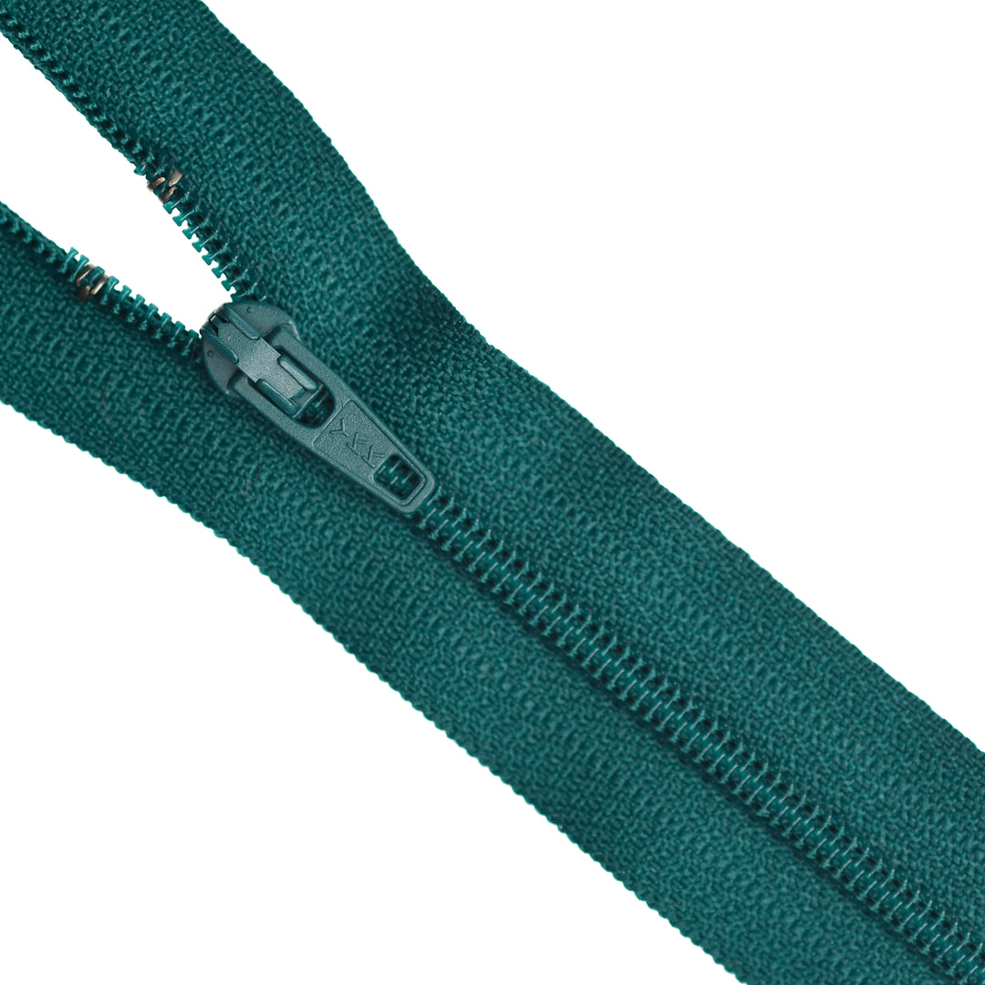 YKK NYLON CLOSED-END ZIP NO.3 COL 830 DEEP GREEN  TEAL