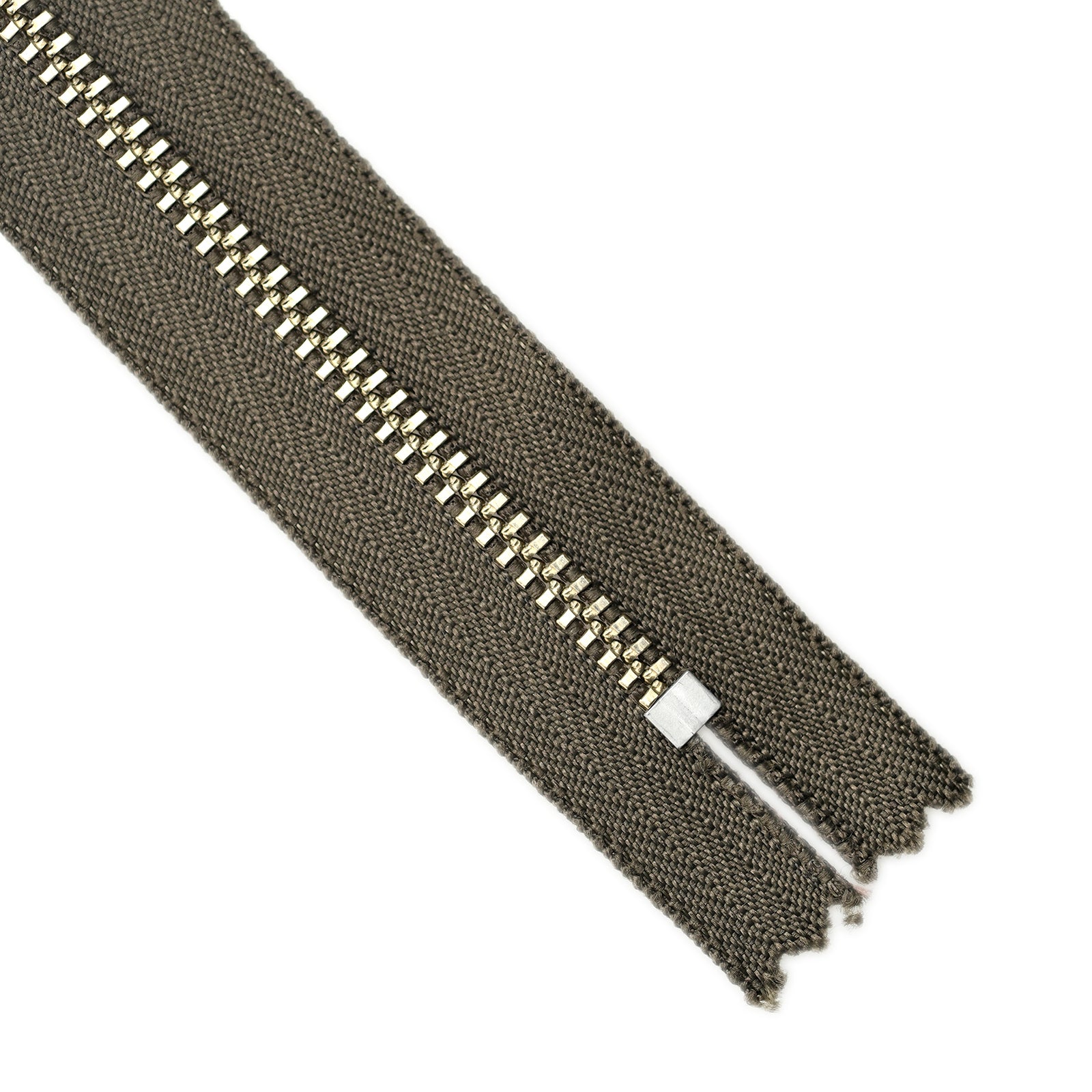 YKK metal zipper on white background