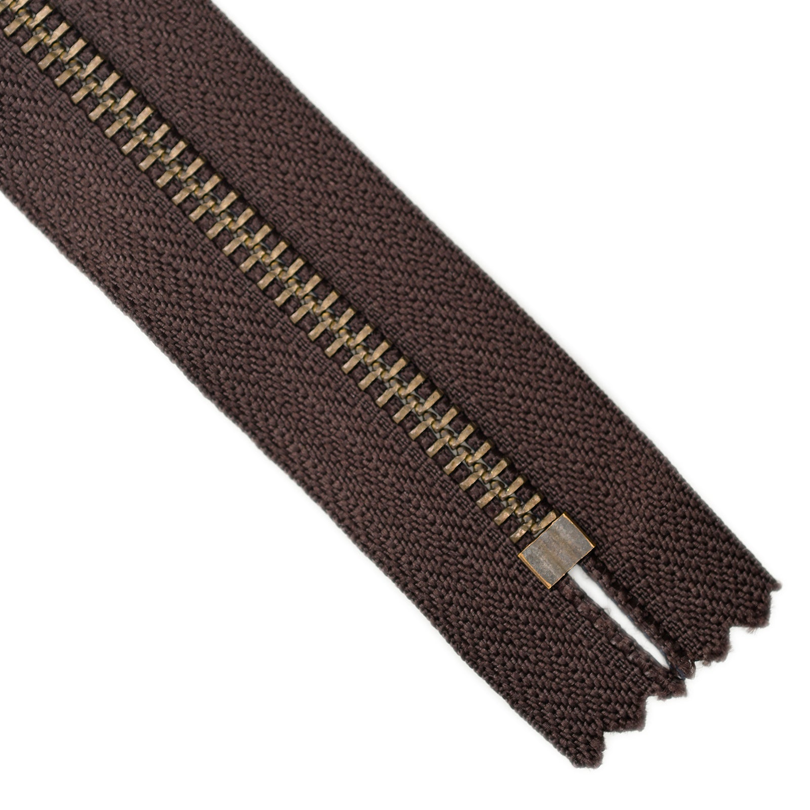 YKK Metal Zipper on White Background
