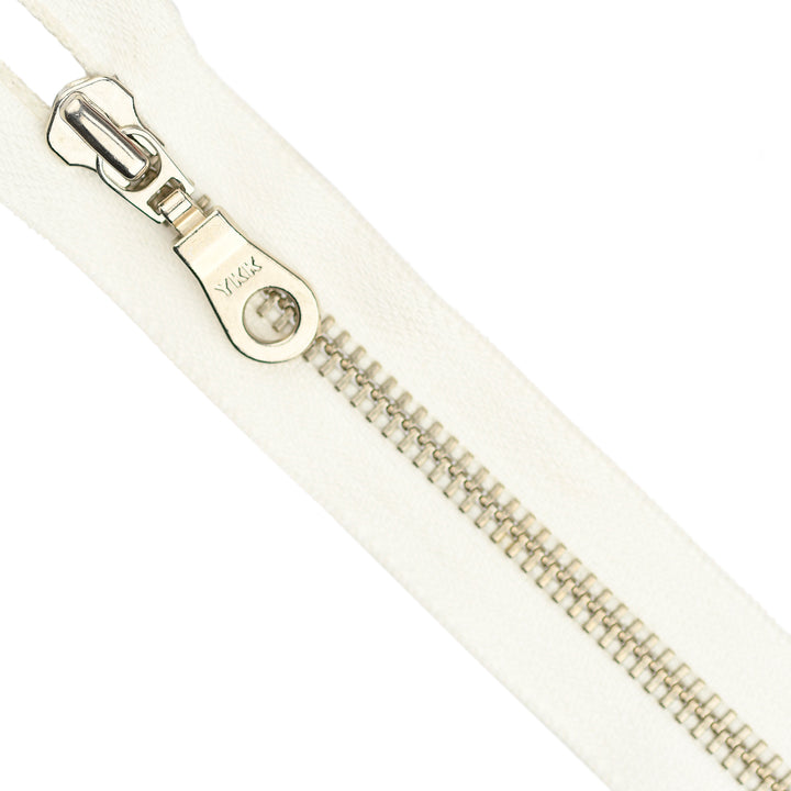 YKK METAL CLOSED-END ZIP NO.5 NICKEL DONUT-DROP COL 841 IVORY