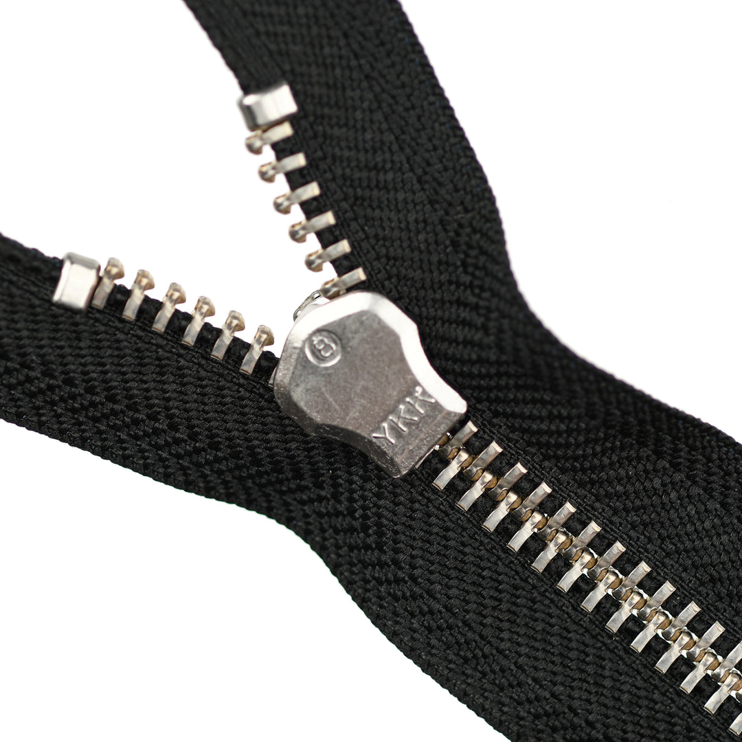 YKK METAL CLOSED-END TWO-WAY ZIP NO.8 NICKEL COL 580 BLACK