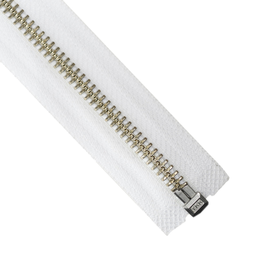 YKK METAL OPEN-END ZIP NO.5 NICKEL COL 501 WHITE