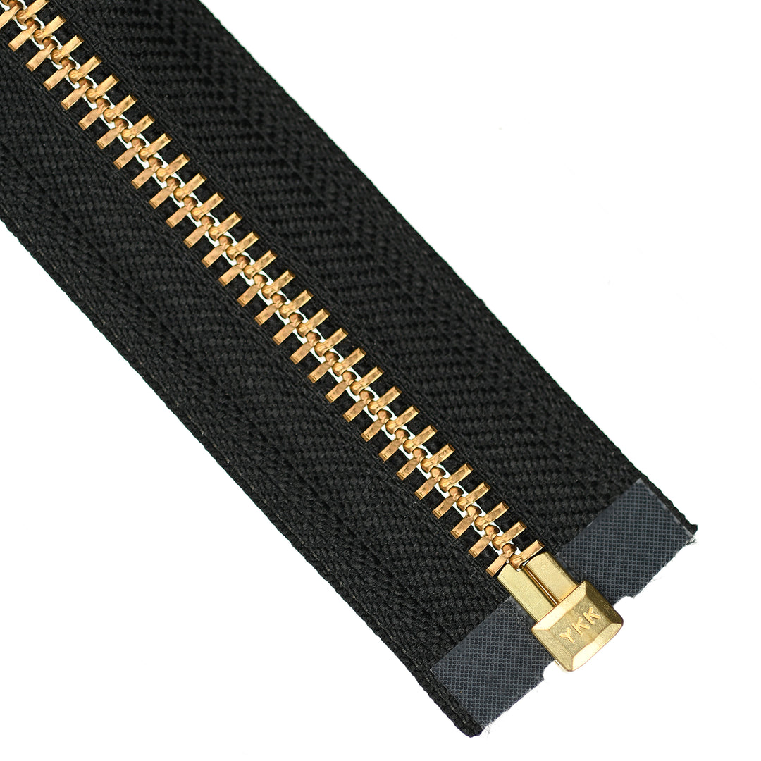YKK METAL OPEN-END ZIP NO.8 GOLD SHORT-PULL COL 580 BLACK