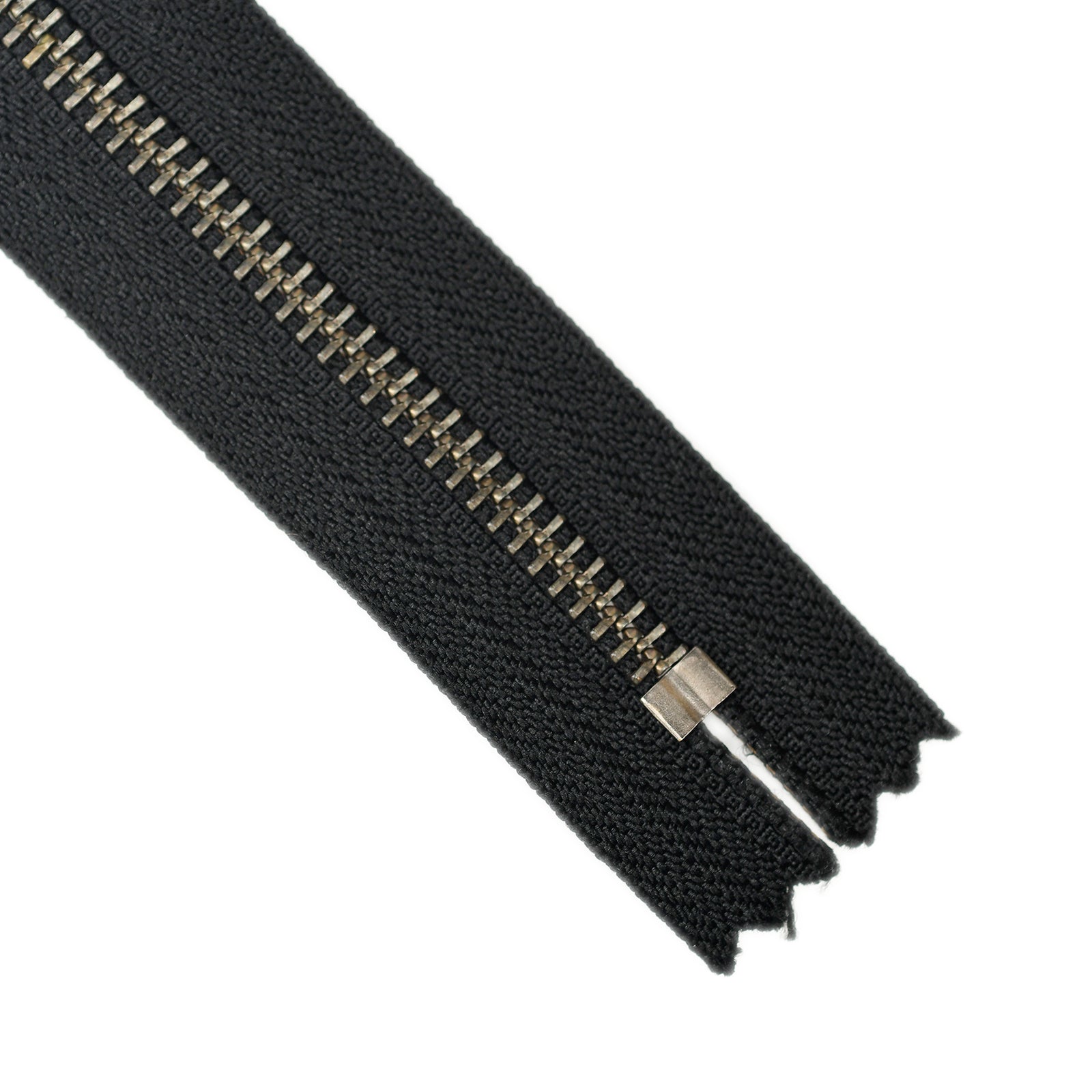 YKK Metal Zipper on White Background