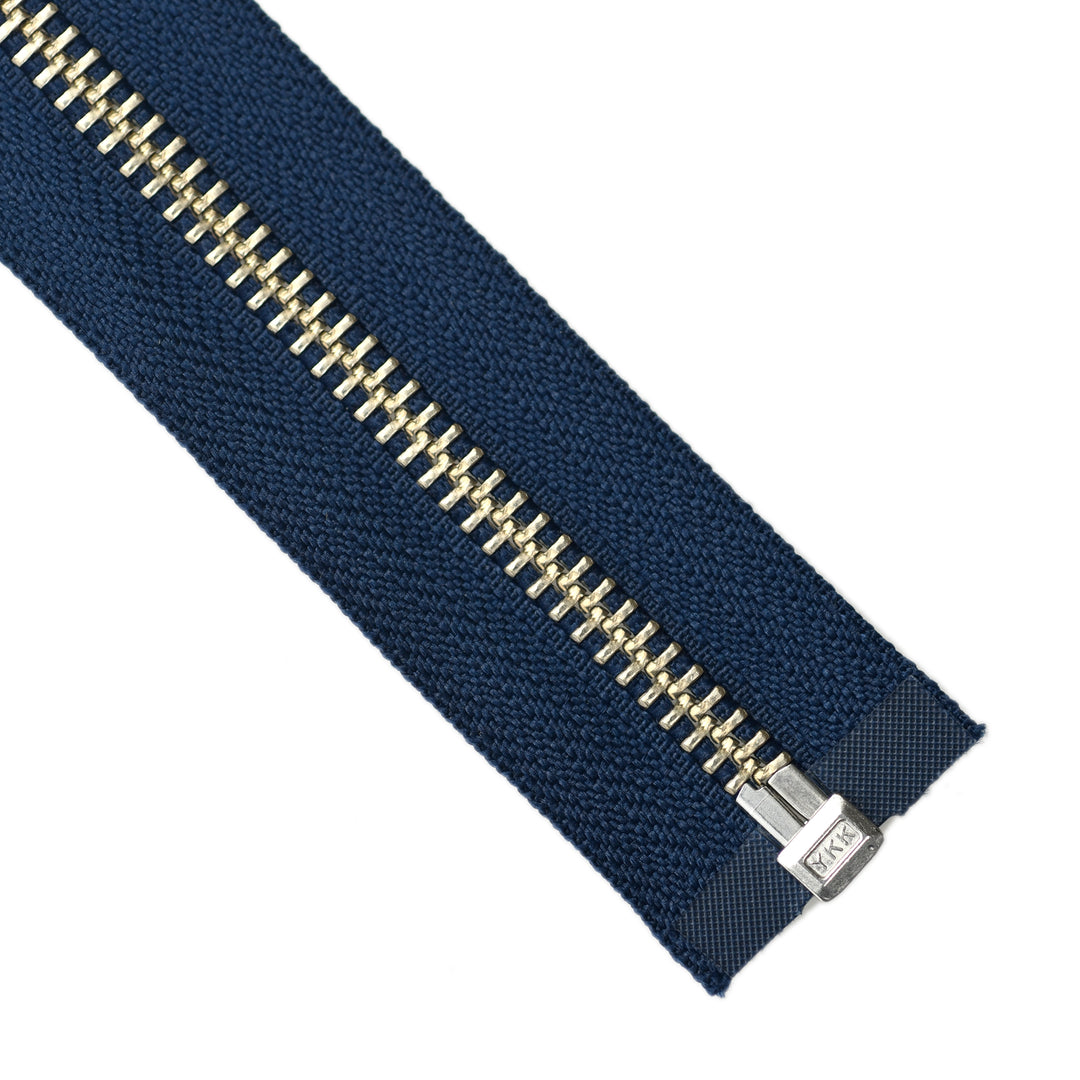 YKK METAL OPEN-END ZIP NO.5 NICKEL BOARD-PULL COL 919 DEEP BLUE
