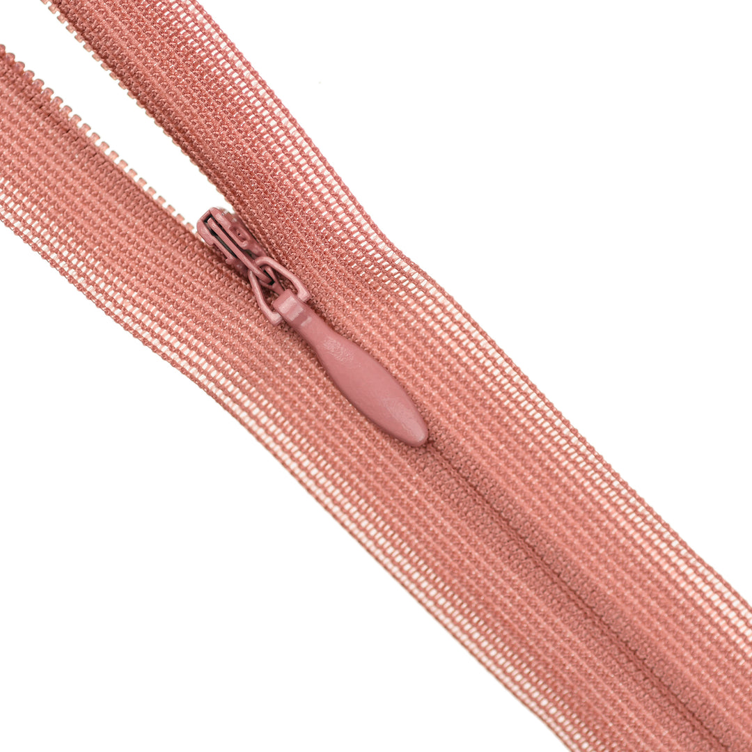 YKK INVISIBLE MESH ZIP COL 213 PINK TERRACOTTA