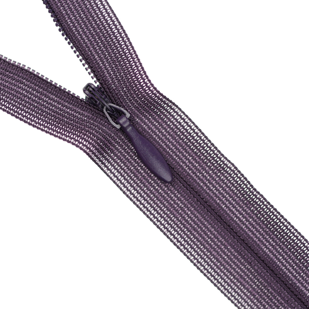 YKK INVISIBLE MESH ZIP COL 867 AUBERGINE