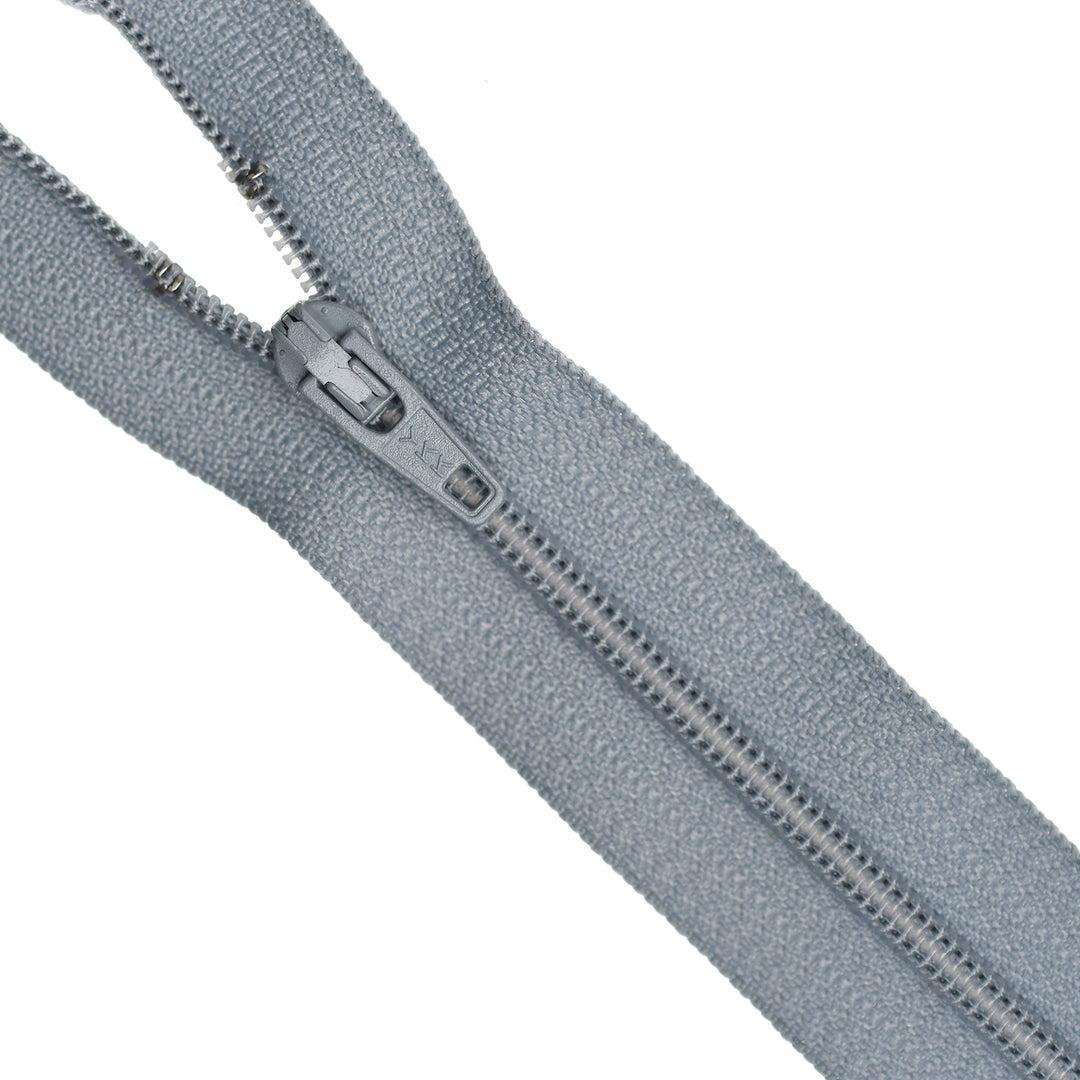 Gray zipper on a white background
