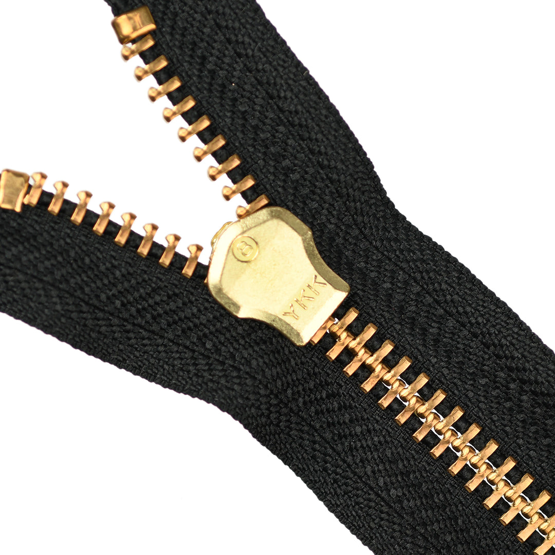 YKK METAL OPEN-END ZIP NO.8 GOLD COL 580 BLACK
