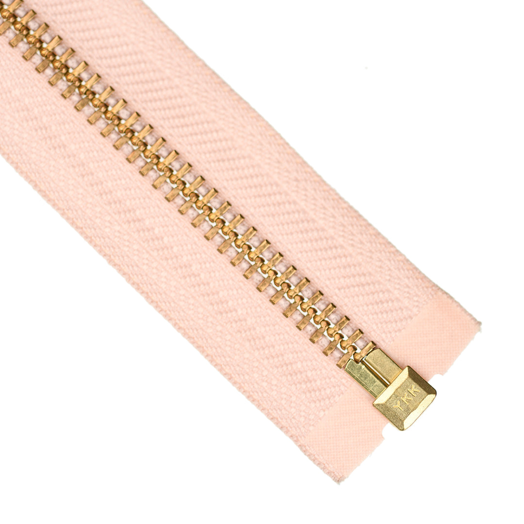 YKK METAL OPEN-END ZIP NO.8 GOLD SHORT-PULL COL 274 ANTIQUE PINK