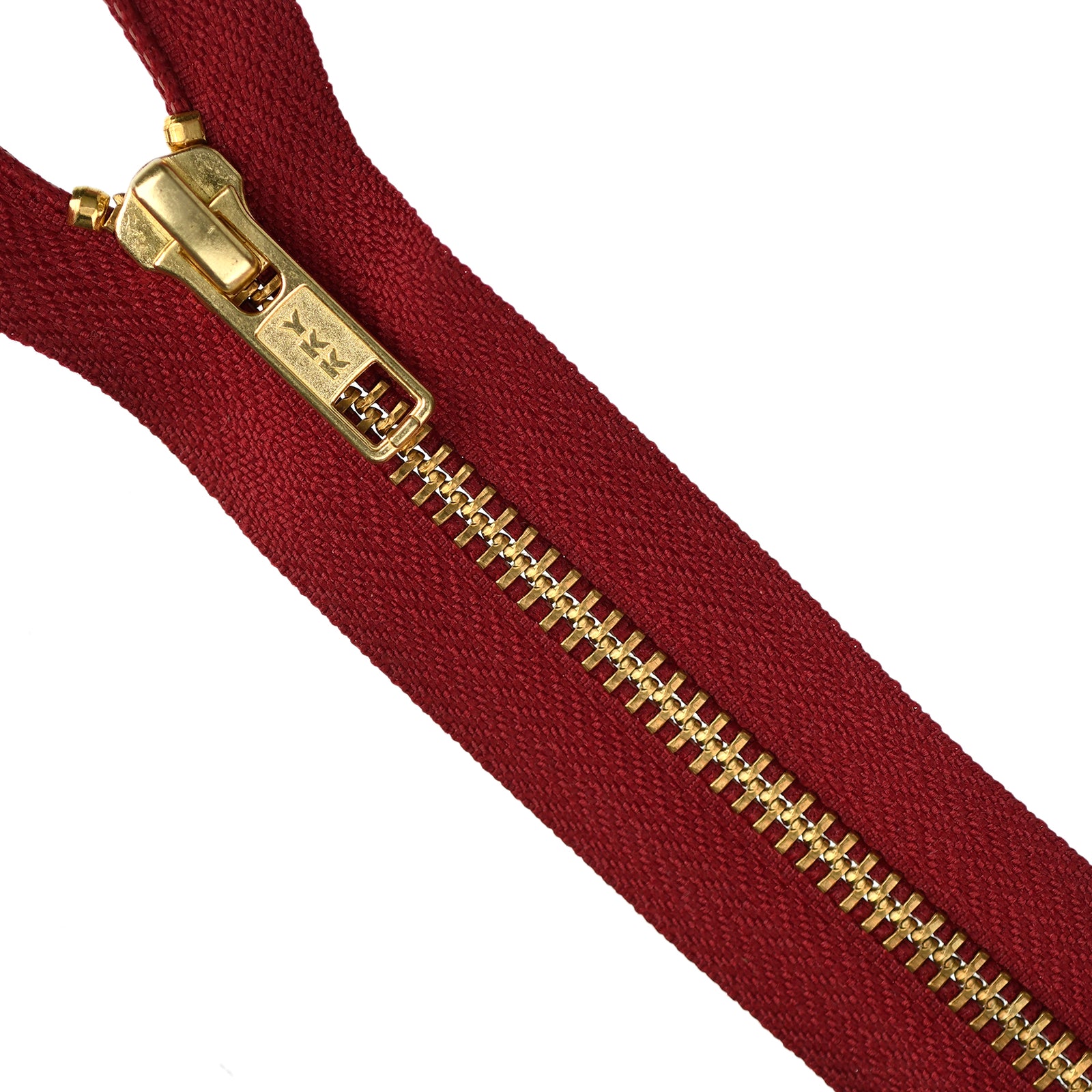 YKK Metal Zipper on White Background