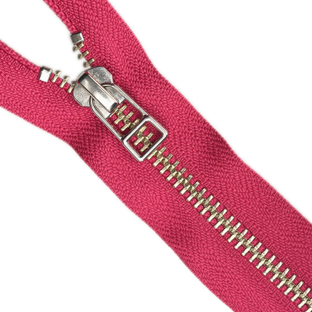 YKK METAL CLOSED-END ZIP NO.5 NICKEL WIRE-PULL COL 354 FUSCHIA