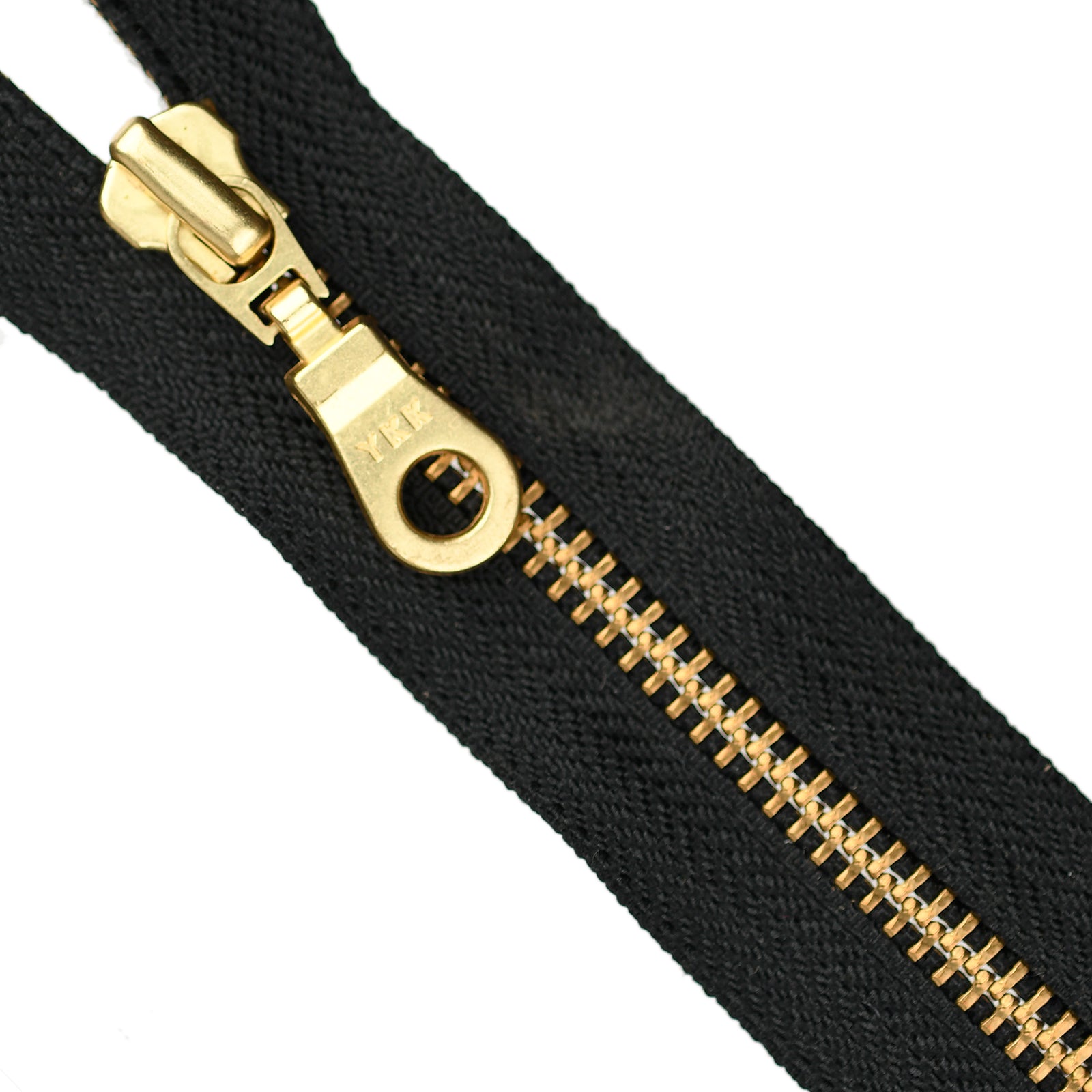 YKK Metal Zipper on White Background