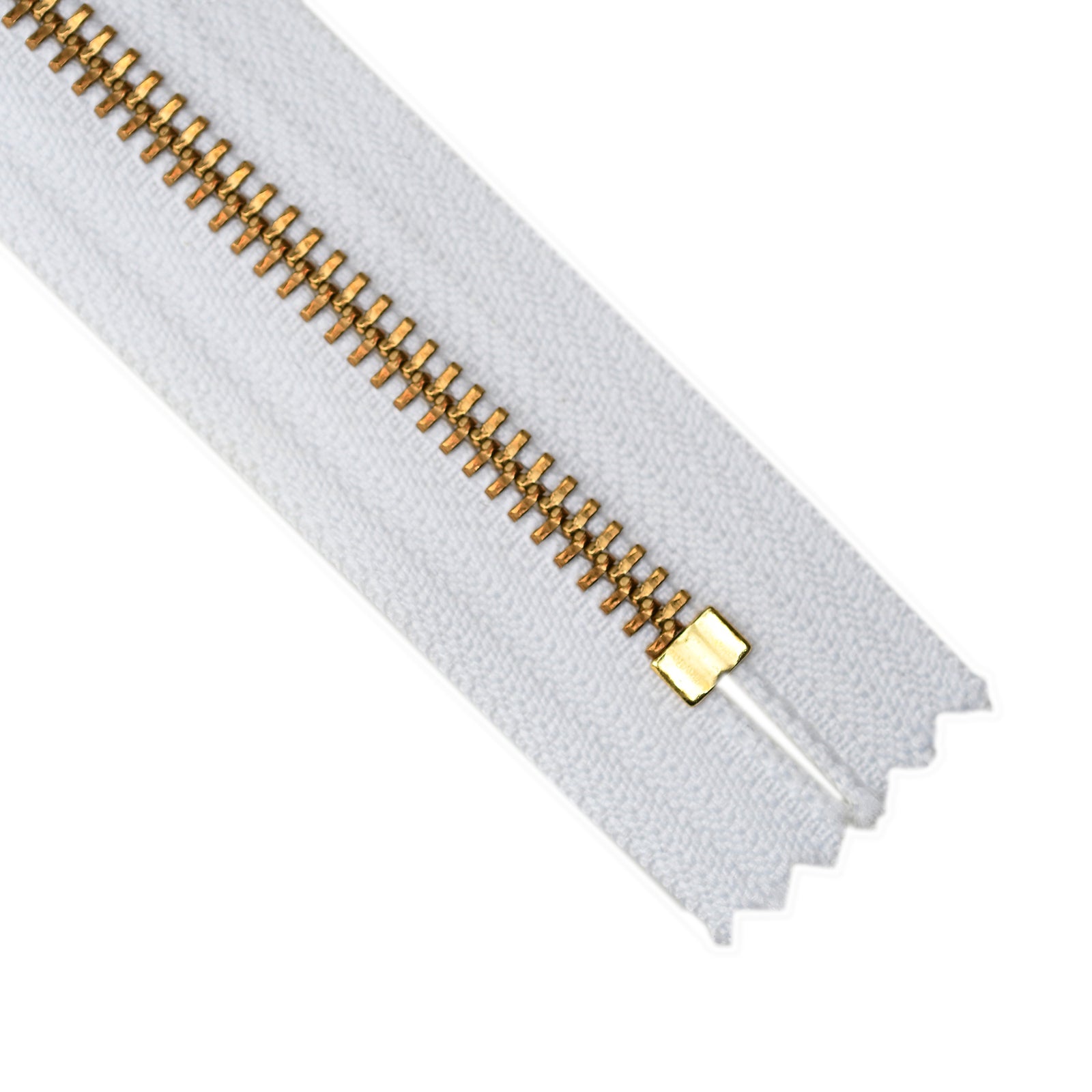 YKK Metal Zipper on White Background