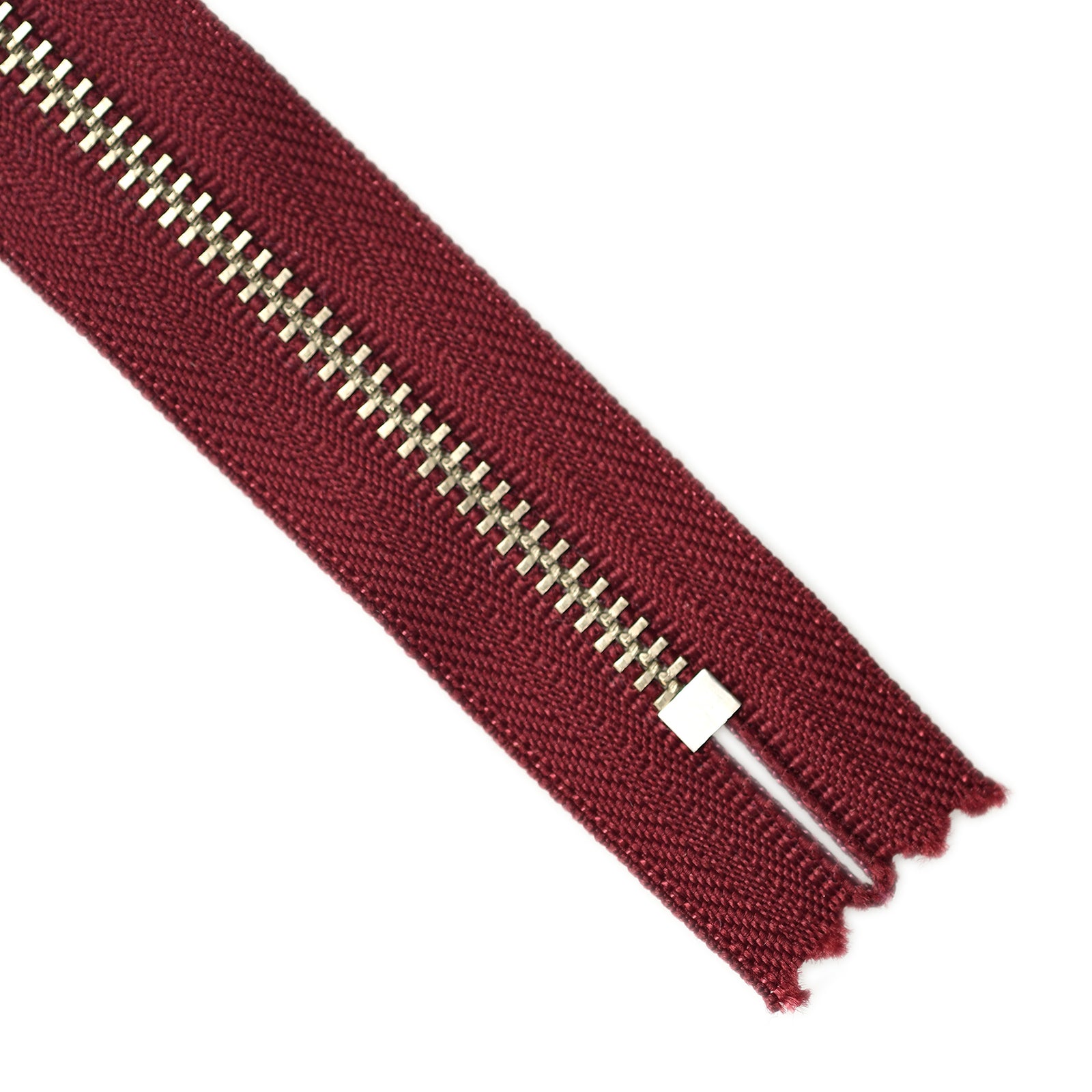YKK metal zipper on white background