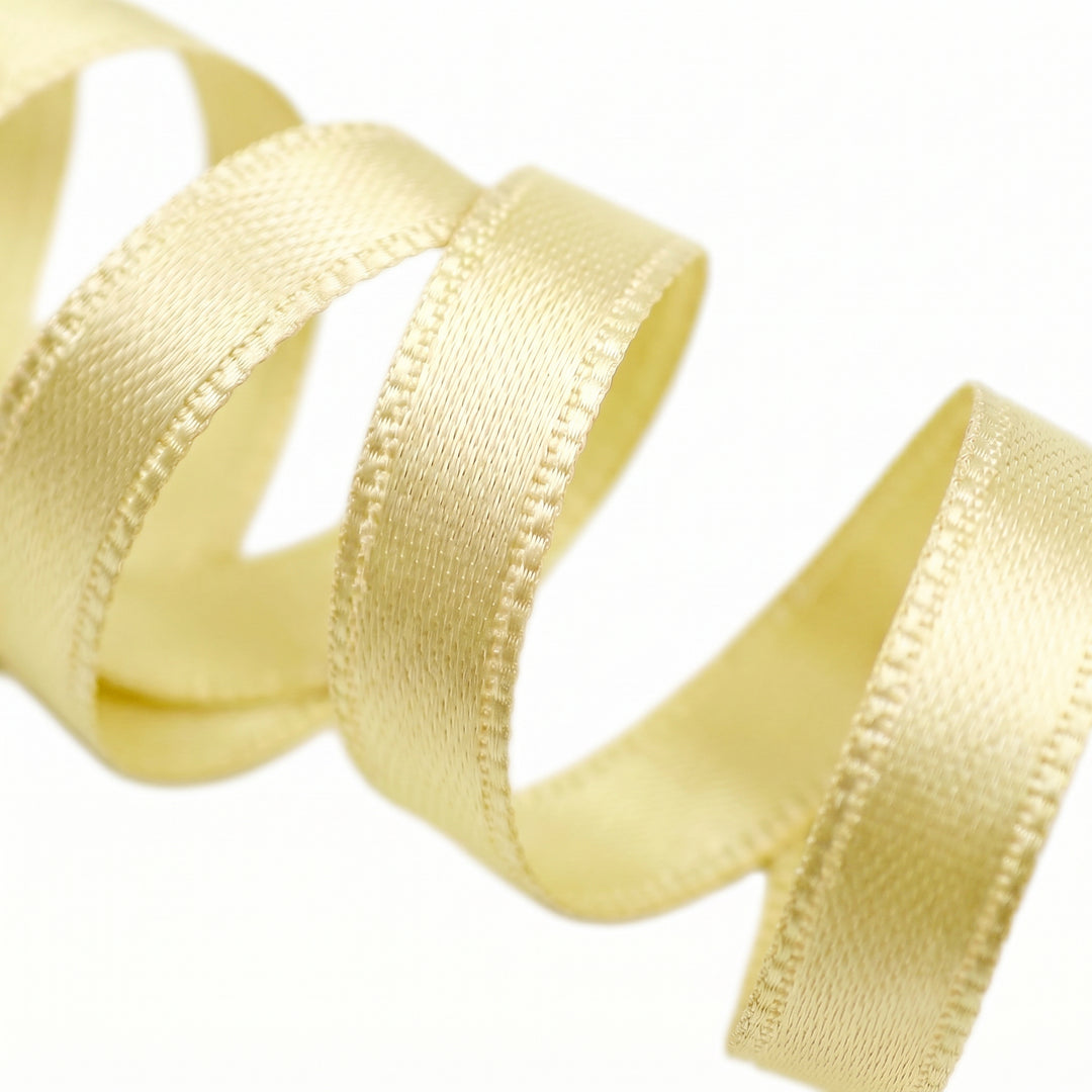 6MM FRENCH DOUBLE-SIDED SATIN RIBBON 25M ROLL PRIMROSE YELLOW