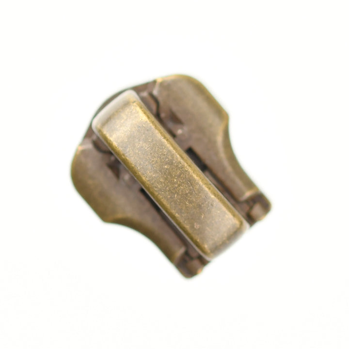 SNAP-ON CROWN AUTO-LOCK SLIDER FOR YKK METAL ZIPS -  ANTIQUE GOLD