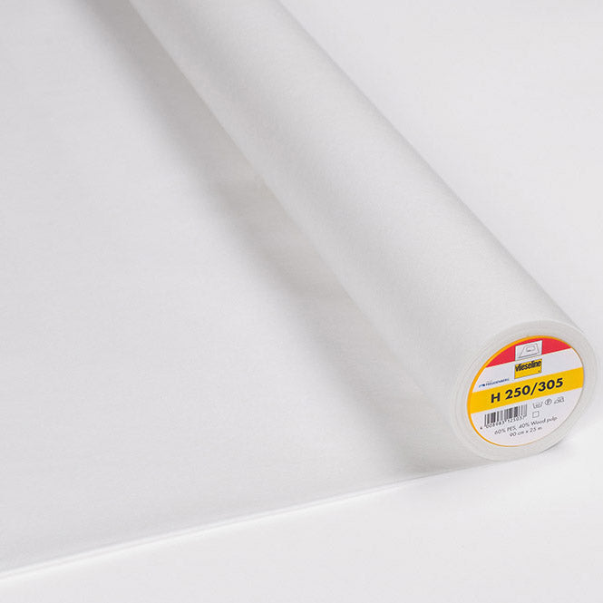 90CM VLIESELINE MEDIUM WEIGHT FUSBILE INTERLINING H250 WHITE