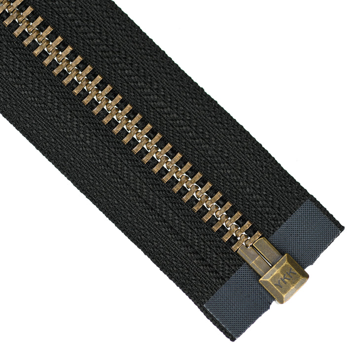 YKK METAL OPEN-END ZIP NO.10 ANTIQUE GOLD COL 580 BLACK