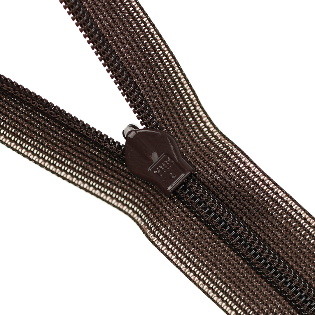 YKK INVISIBLE MESH ZIP COL 570 BROWN