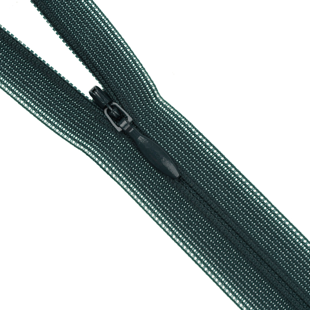 YKK INVISIBLE MESH ZIP COL 017 DARK FOREST GREEN