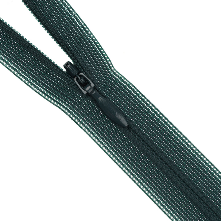 YKK INVISIBLE MESH ZIP COL 017 DARK FOREST GREEN
