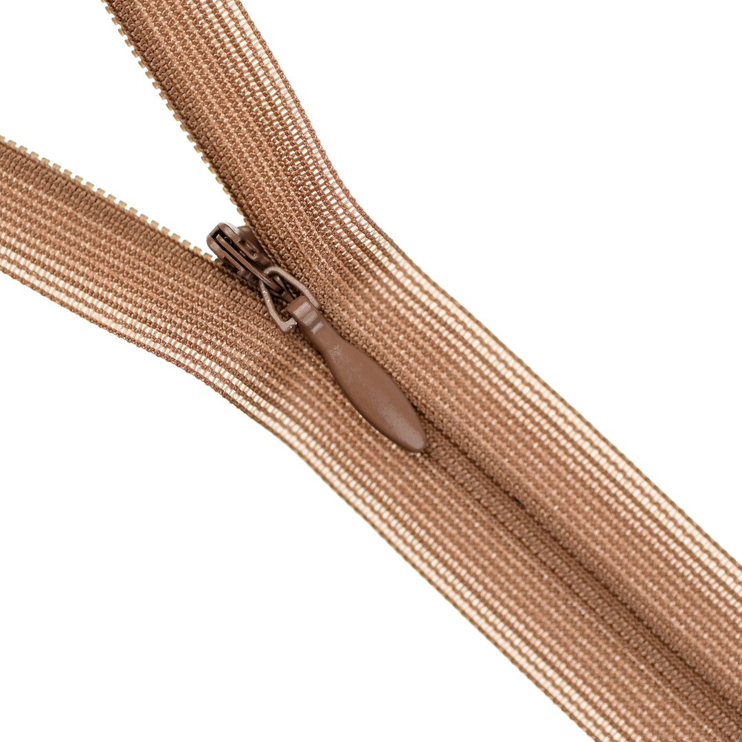 YKK INVISIBLE MESH ZIP COL 854 COCOA