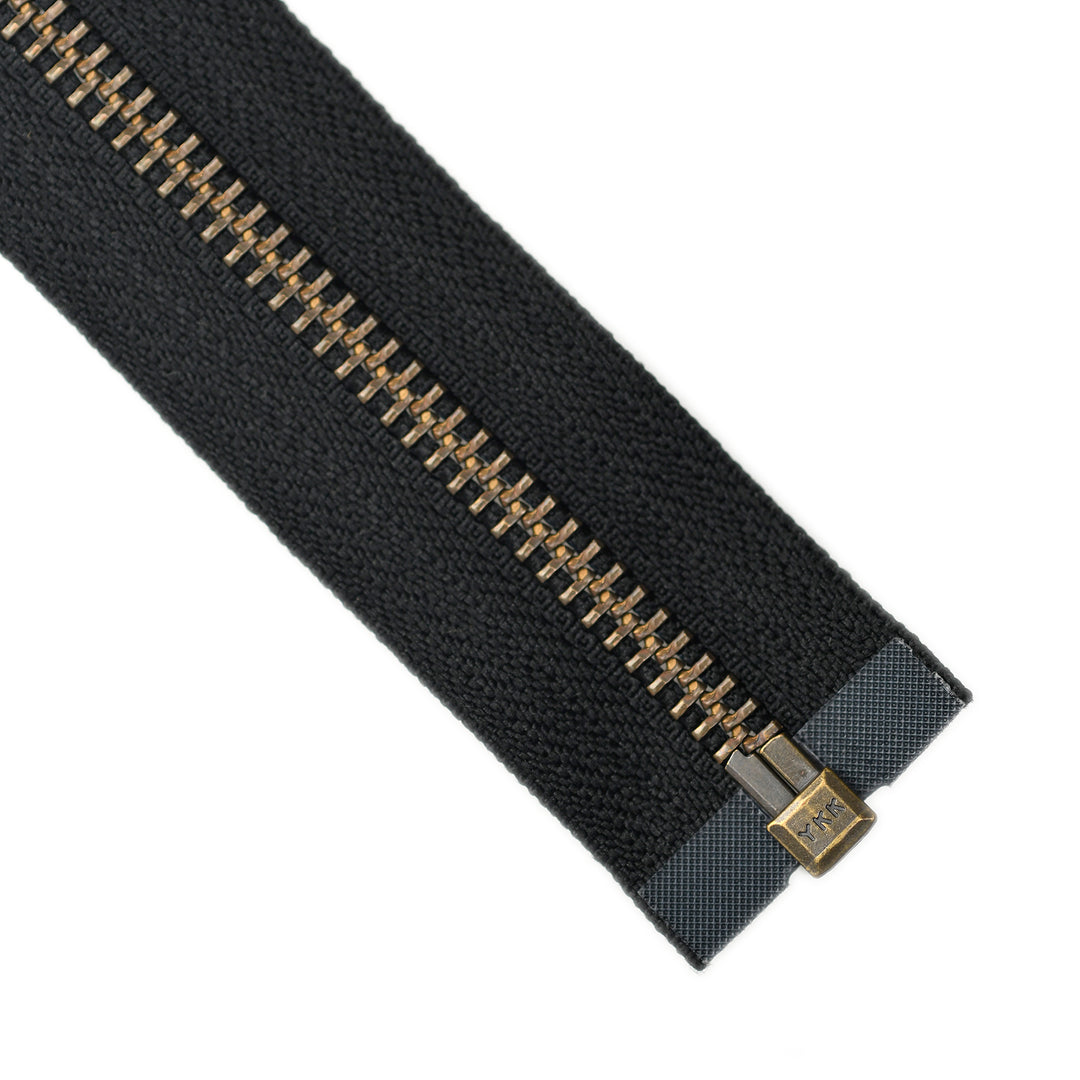 YKK METAL OPEN-END ZIP NO.5 ANTIQUE GOLD COL 580 BLACK