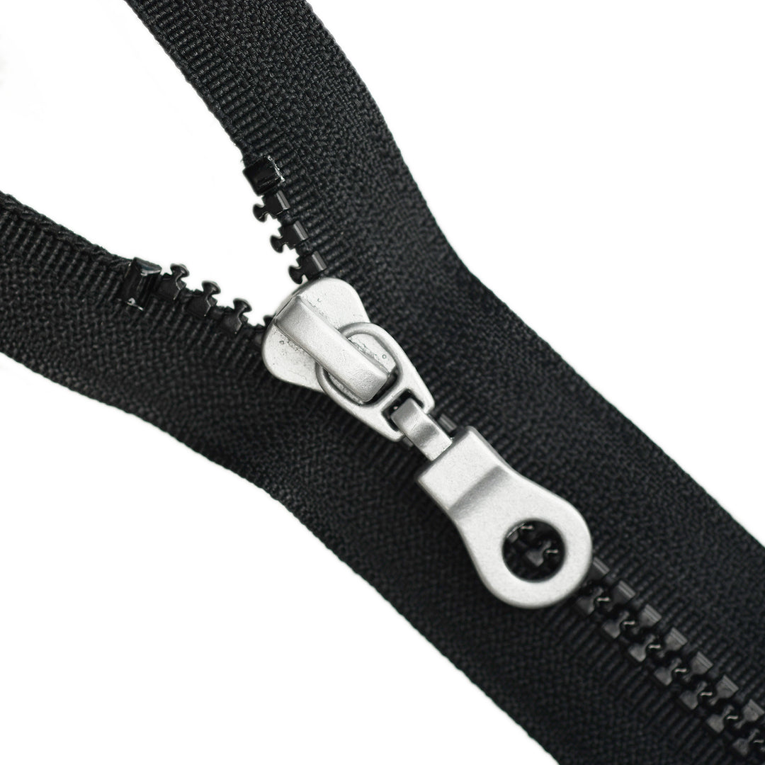 CHUNKY CLOSED-END ZIP NO.5 SILVER DONUT-DROP COL BLACK