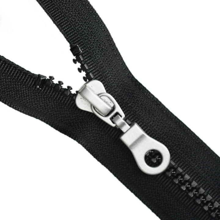 CHUNKY CLOSED-END ZIP NO.5 SILVER DONUT-DROP COL BLACK