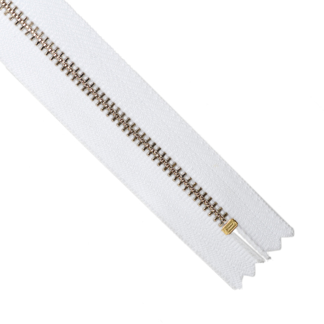 YKK Metal Zipper on White Background
