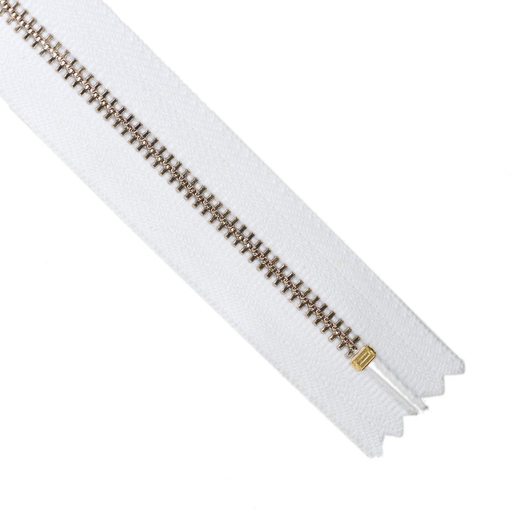 YKK Metal Zipper on White Background
