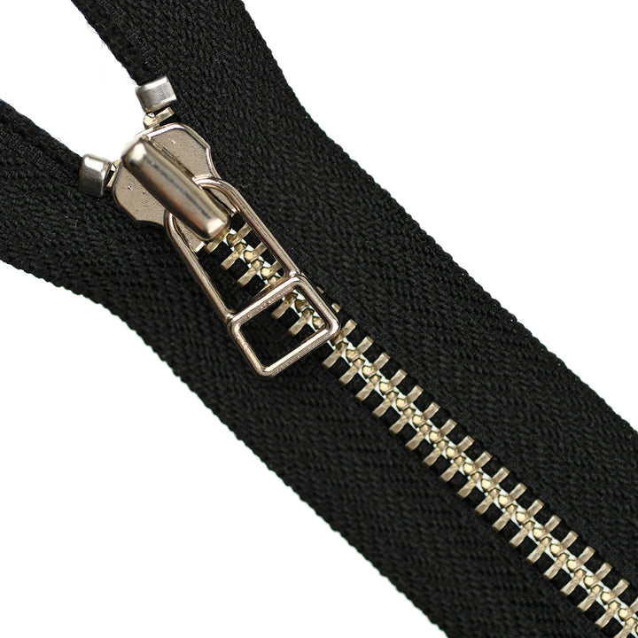 YKK METAL OPEN-END ZIP NO.5 NICKEL WIRE-PULL COL 580 BLACK