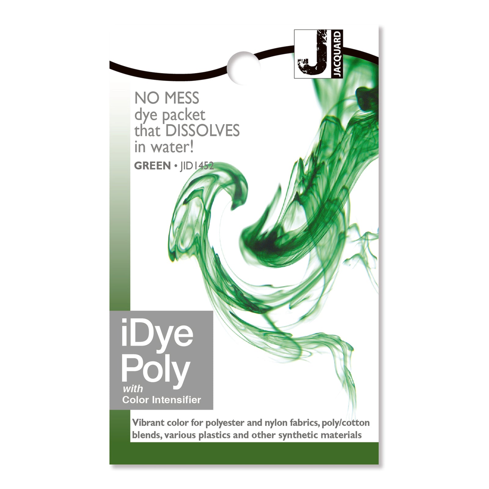 iDye Poly dye packet for green color on a white background