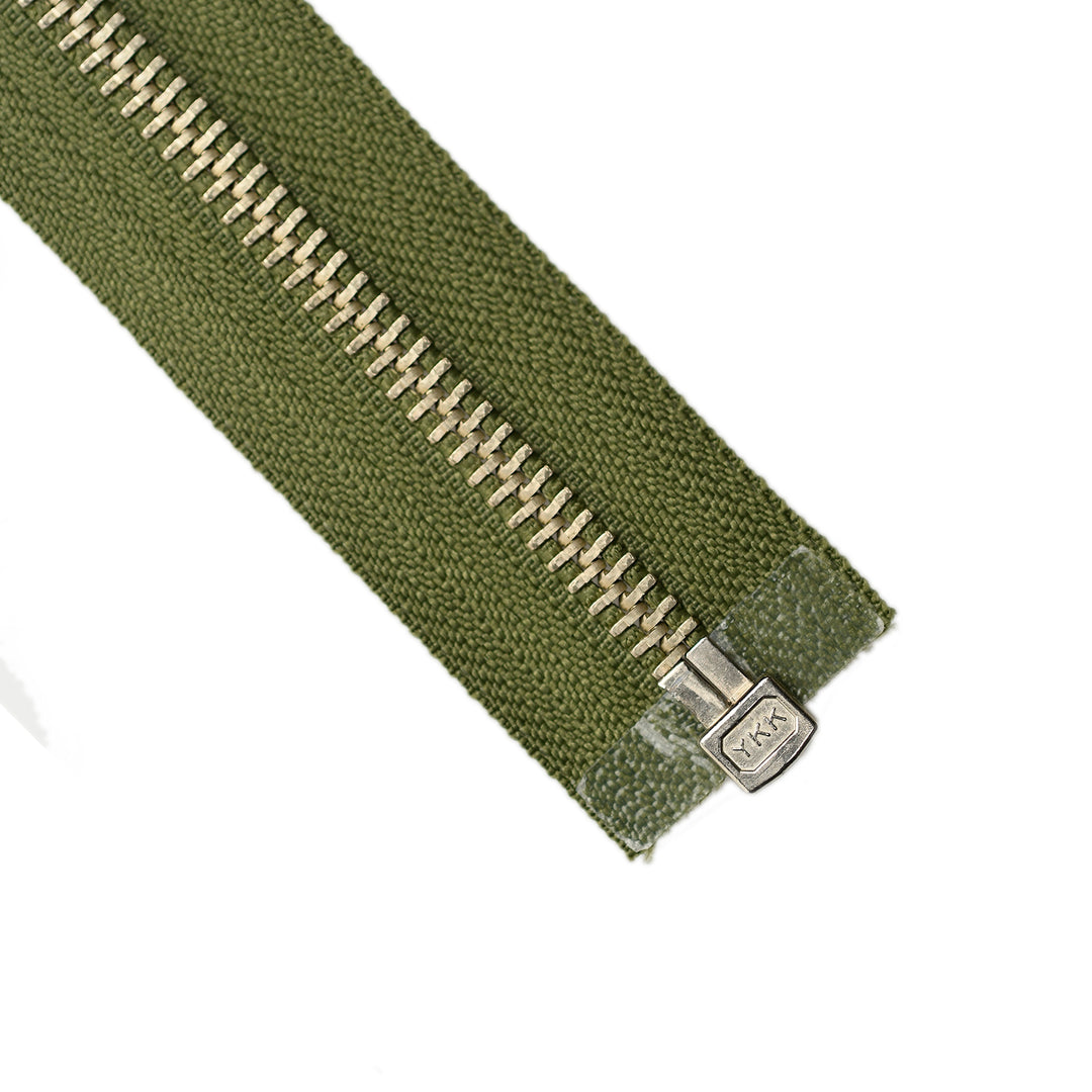 YKK METAL OPEN-END ZIP NO.5 NICKEL COL 566 HUNTER GREEN