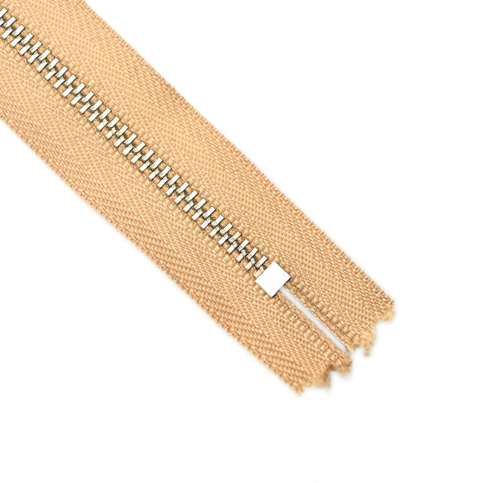 YKK metal zipper on white background