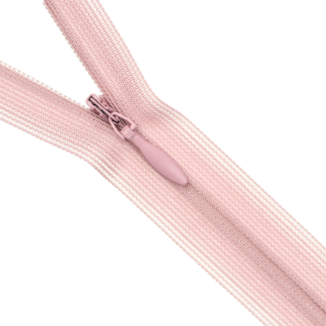 YKK INVISIBLE MESH ZIP COL 377 DUSTY PINK