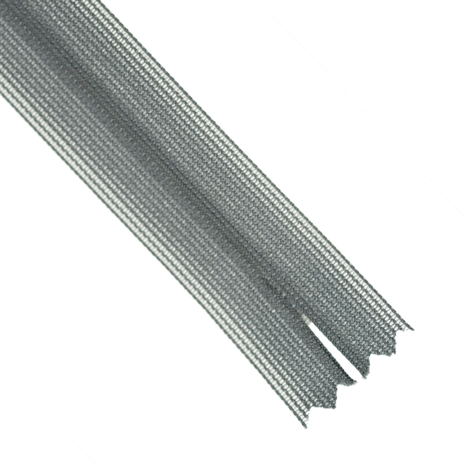grey invisible zipper on a white background