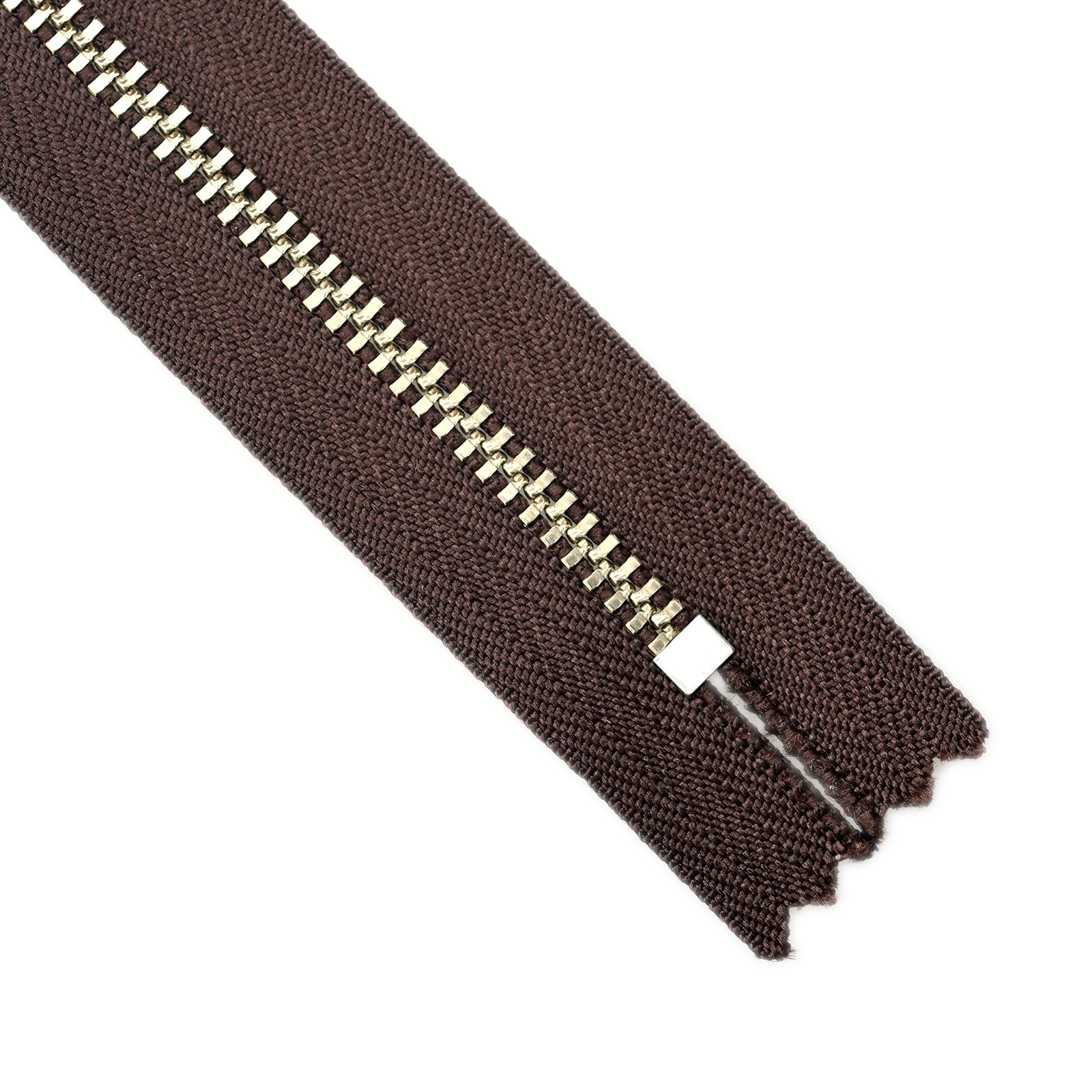 YKK metal zipper on white background