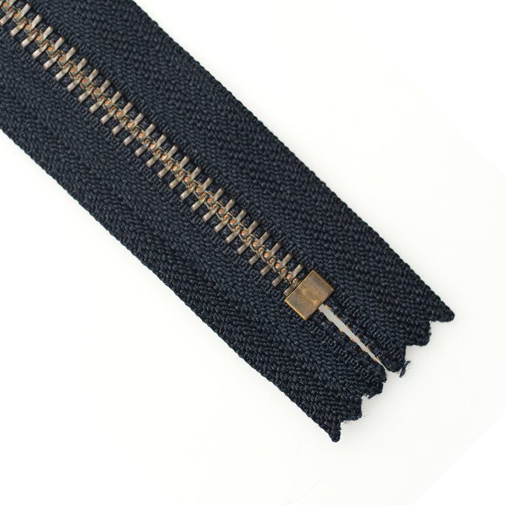 YKK JEAN ZIP NO.5 ANTIQUE GOLD COL 233 DARK NAVY