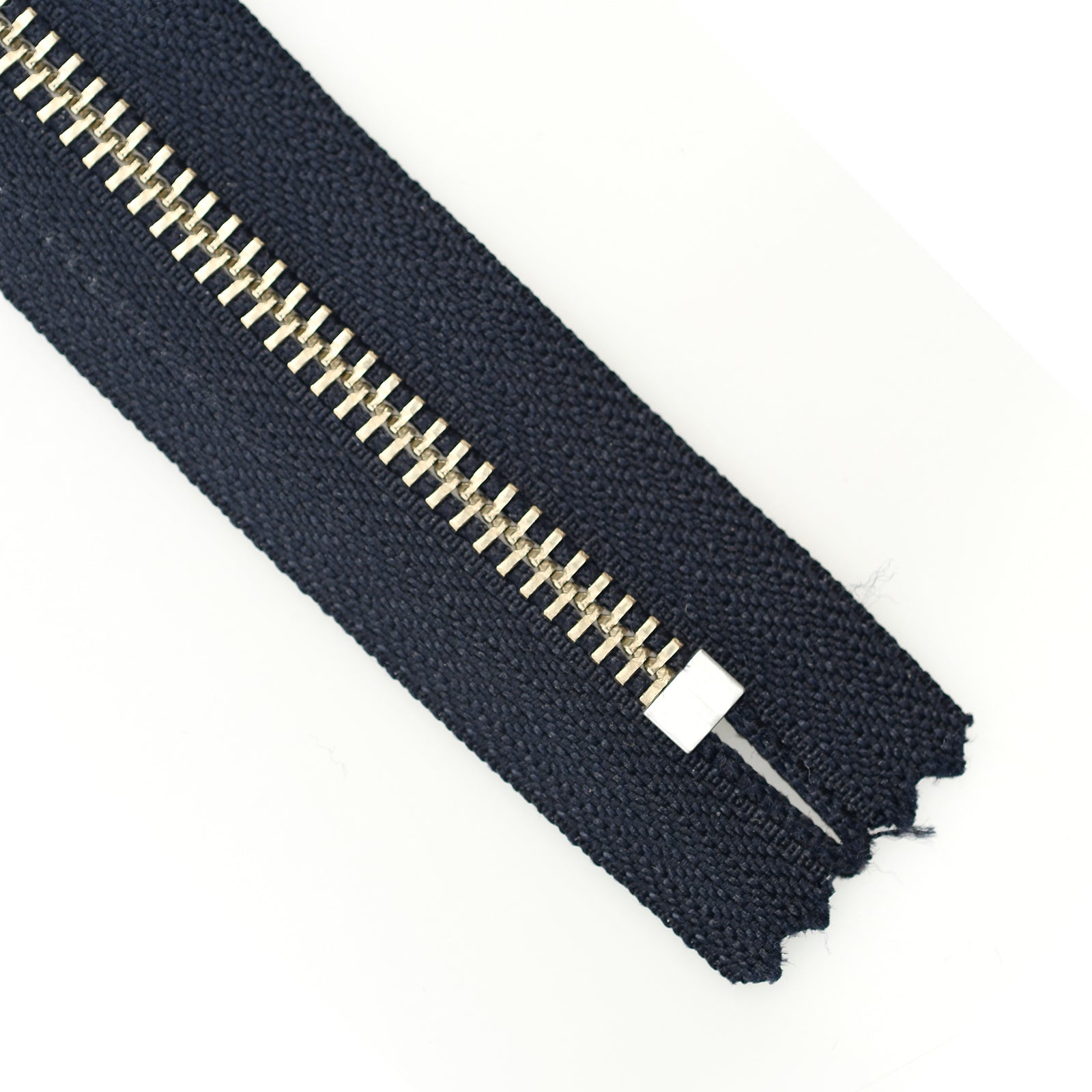YKK Metal Zipper on White Background